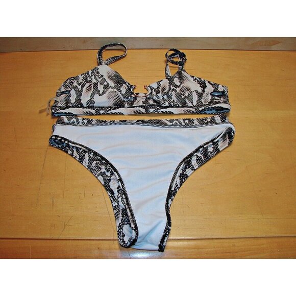 Shein Snakeskin Pattern Two Piece Bikini Set Swimwear Swim High Waist Sz M NWOT - Picture 10 of 10